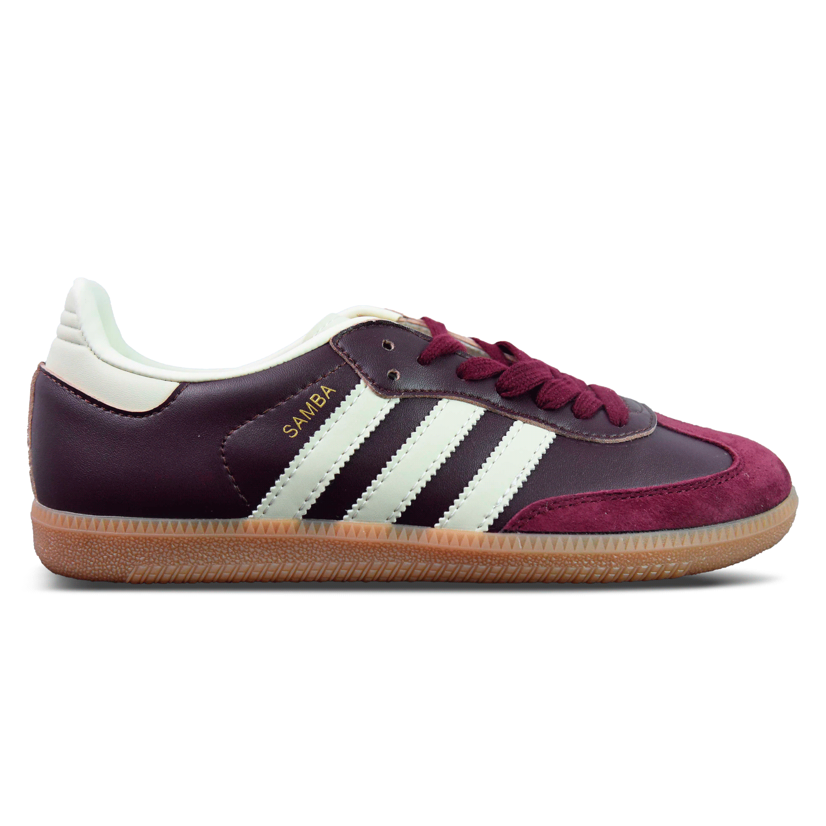 Adidas Samba Maroon Gold Metallic Vinho Cherry